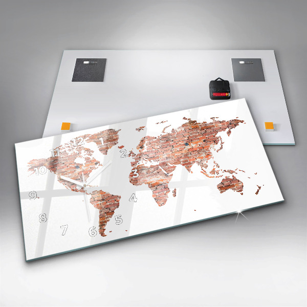 Horizontal wall clock Old brick map