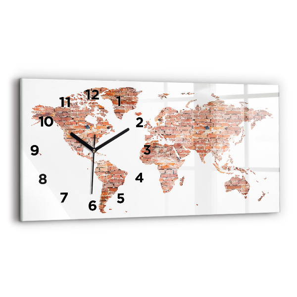 Horizontal wall clock Old brick map