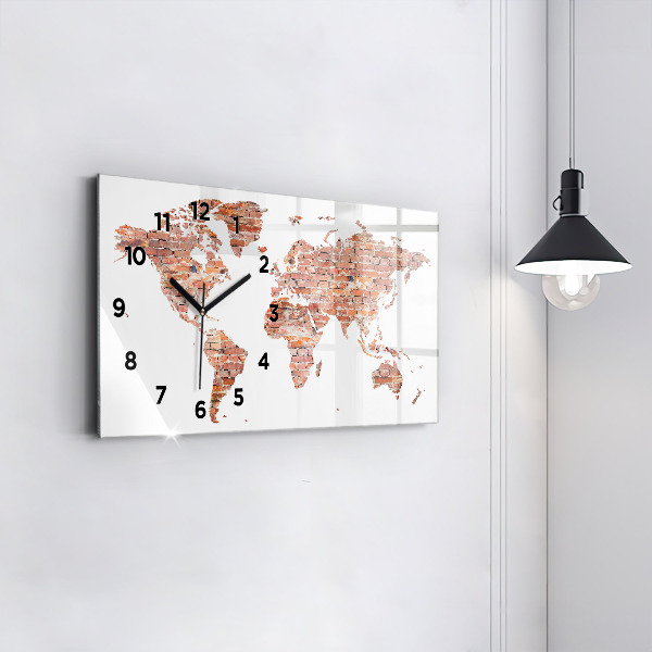 Horizontal wall clock Old brick map