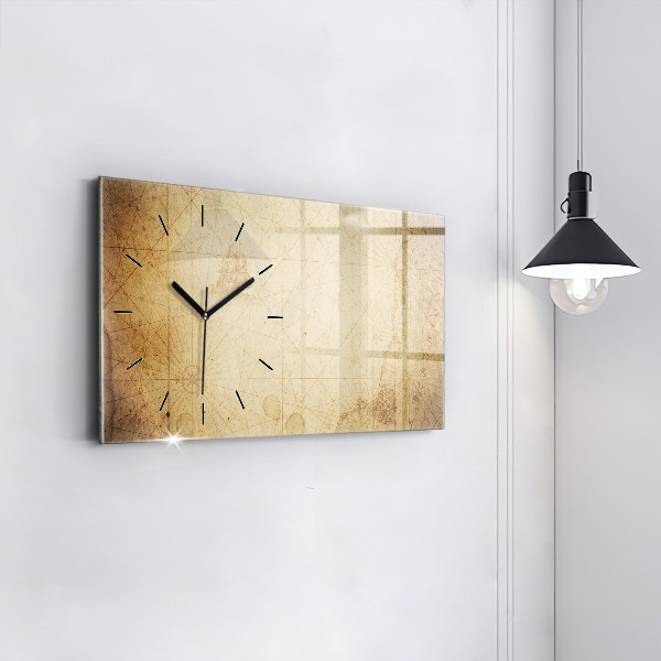 Horizontal wall clock Old world map