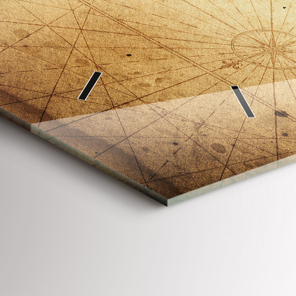 Horizontal wall clock Old world map