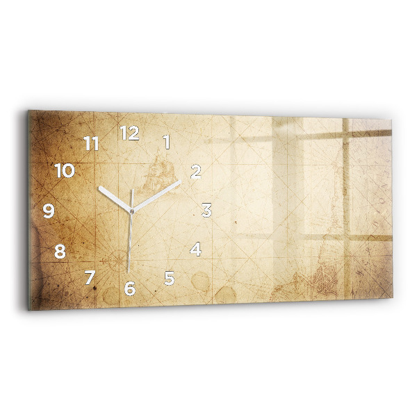 Horizontal wall clock Old world map