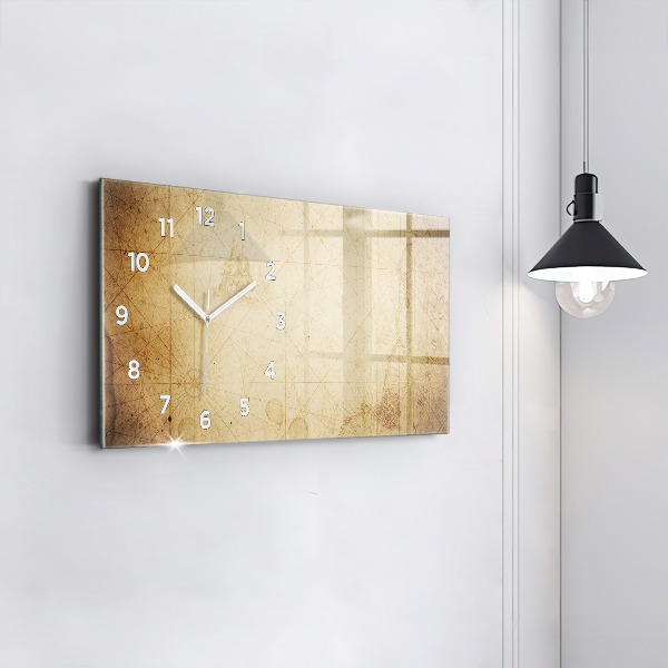 Horizontal wall clock Old world map