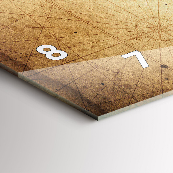 Horizontal wall clock Old world map