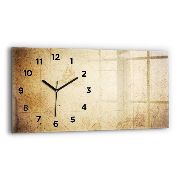 Horizontal wall clock Old world map