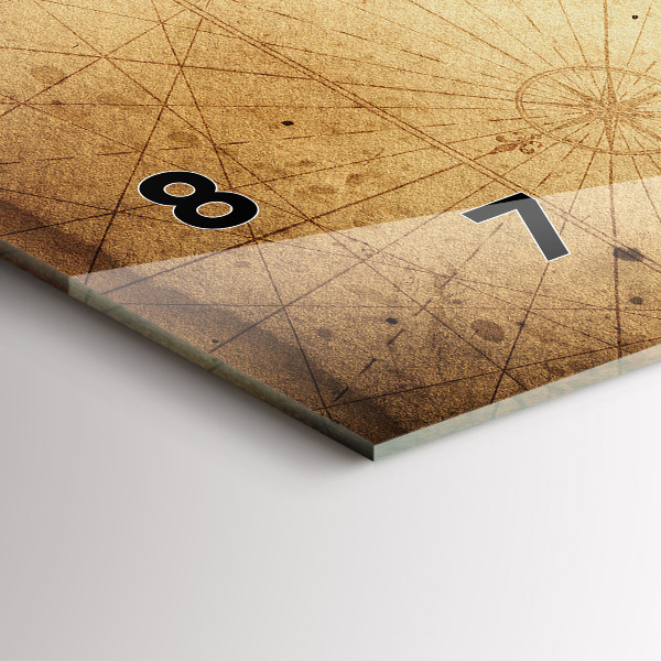 Horizontal wall clock Old world map