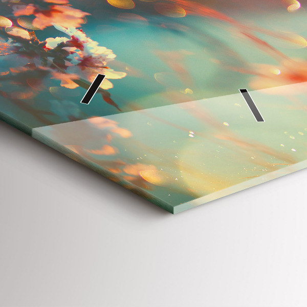 Horizontal wall clock Spring flowers