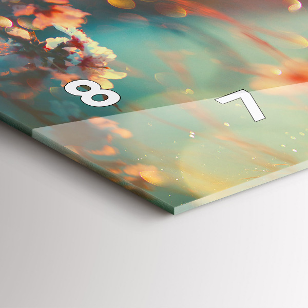 Horizontal wall clock Spring flowers