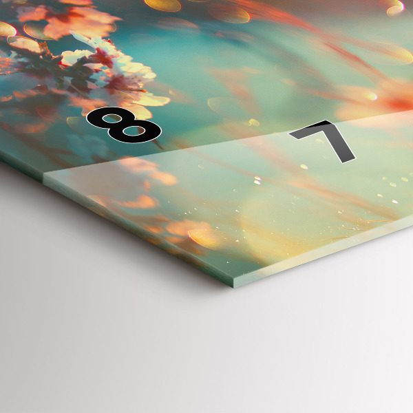 Horizontal wall clock Spring flowers