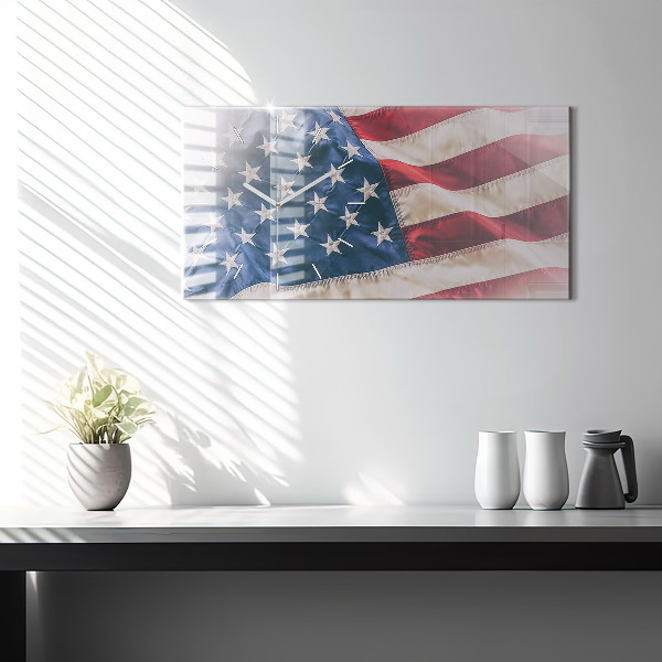 Horizontal wall clock American flag
