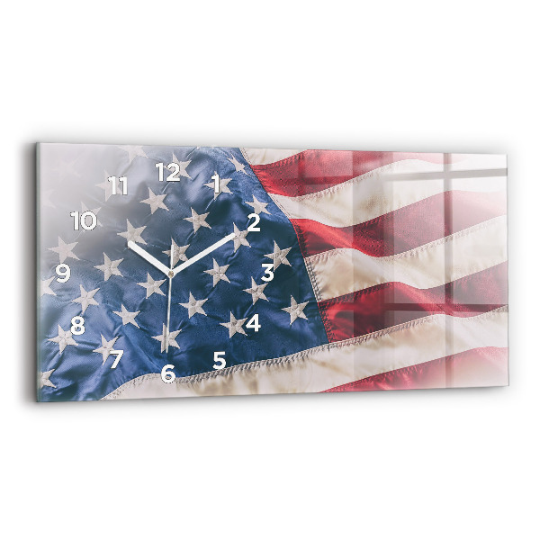 Horizontal wall clock American flag