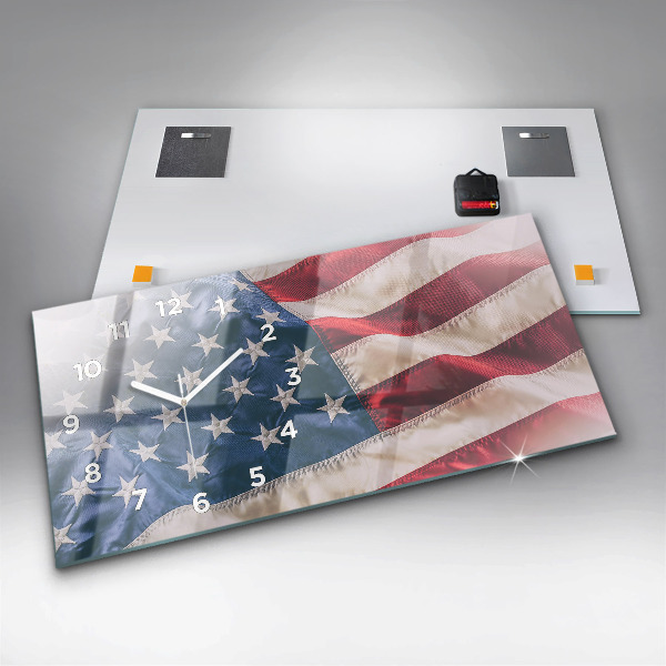 Horizontal wall clock American flag