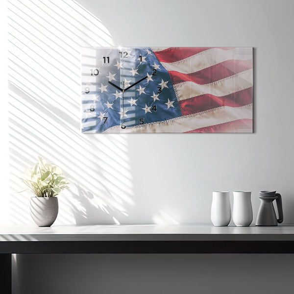 Horizontal wall clock American flag