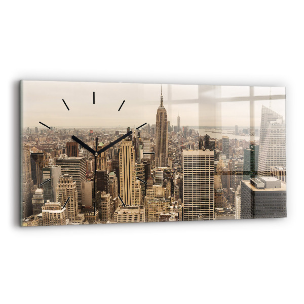 Horizontal wall clock City landscape
