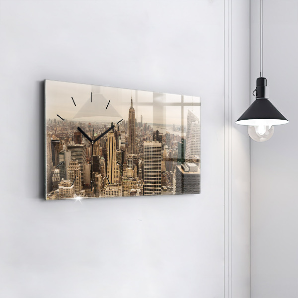 Horizontal wall clock City landscape