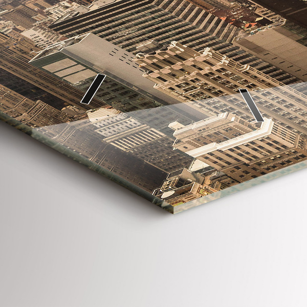 Horizontal wall clock City landscape