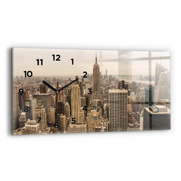 Horizontal wall clock City landscape