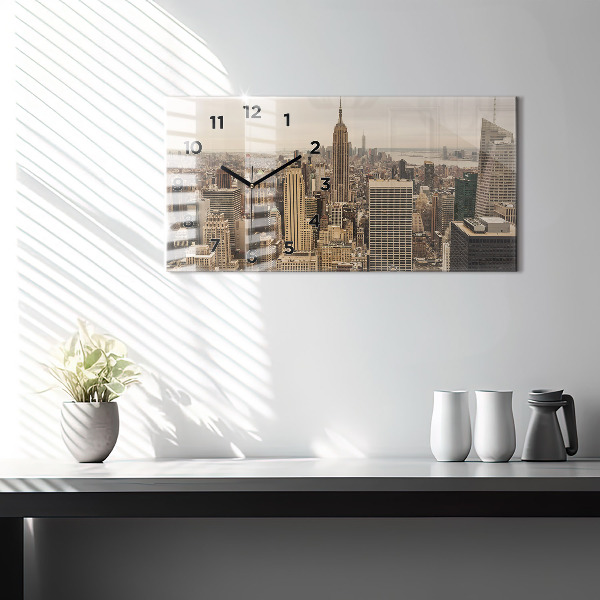 Horizontal wall clock City landscape