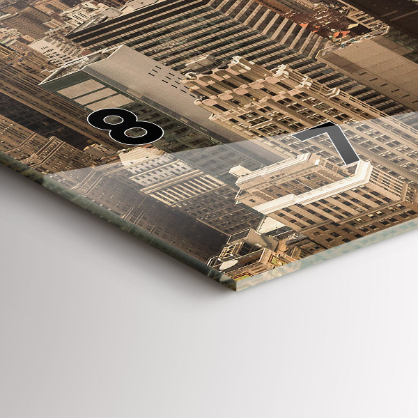 Horizontal wall clock City landscape