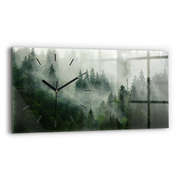 Horizontal wall clock Misty forest