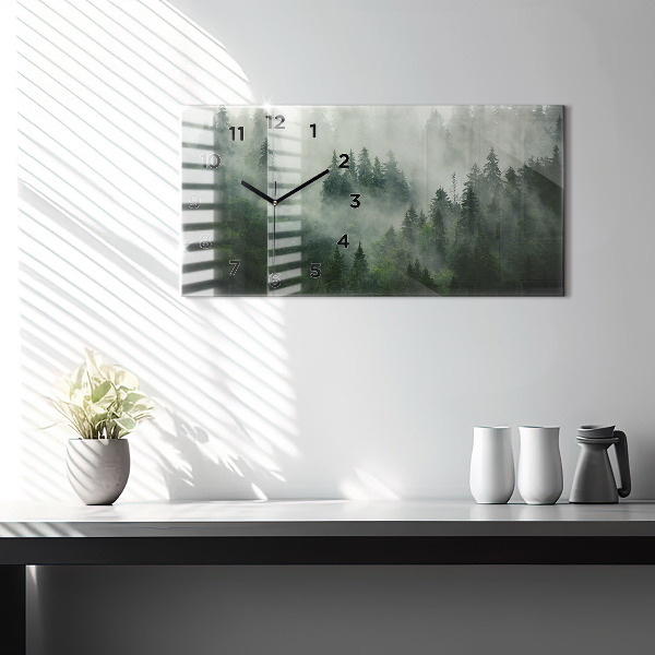 Horizontal wall clock Misty forest