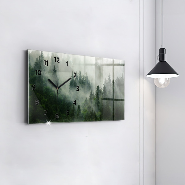 Horizontal wall clock Misty forest