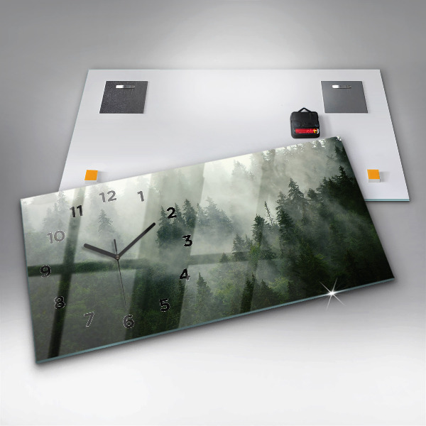 Horizontal wall clock Misty forest