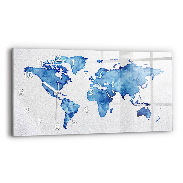 Horizontal wall clock Watercolor world map