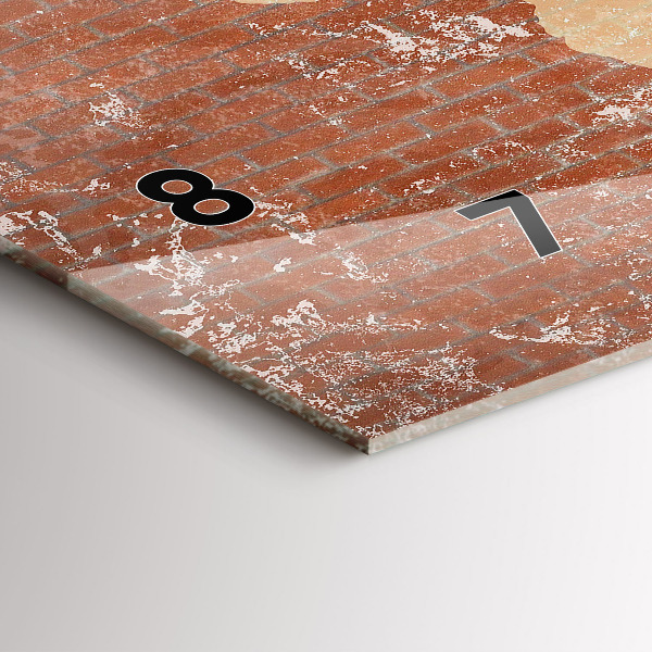 Horizontal wall clock World Map on Brick