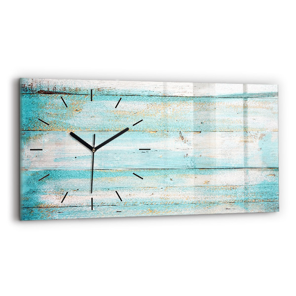 Horizontal wall clock Blue boards