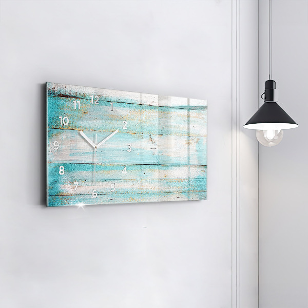 Horizontal wall clock Blue boards
