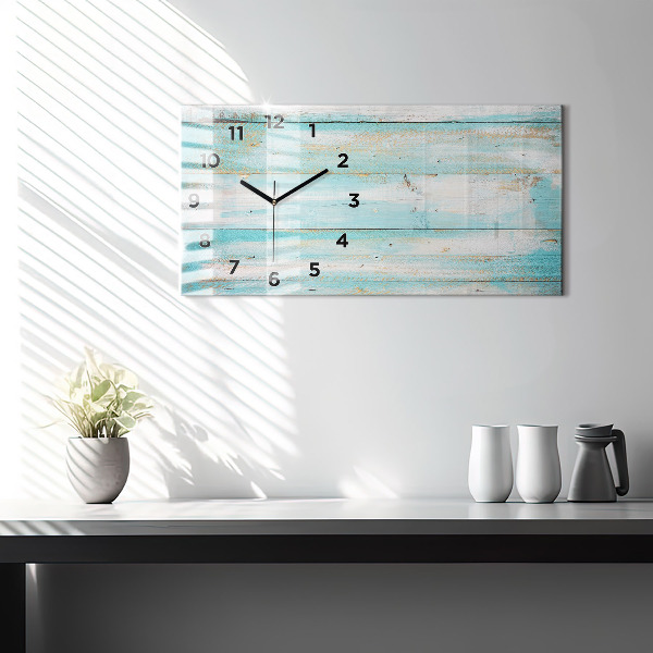 Horizontal wall clock Blue boards