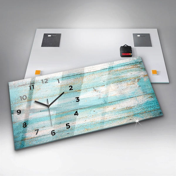 Horizontal wall clock Blue boards
