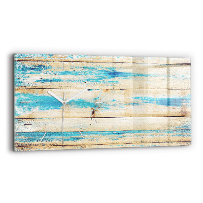Horizontal wall clock Scratched wood
