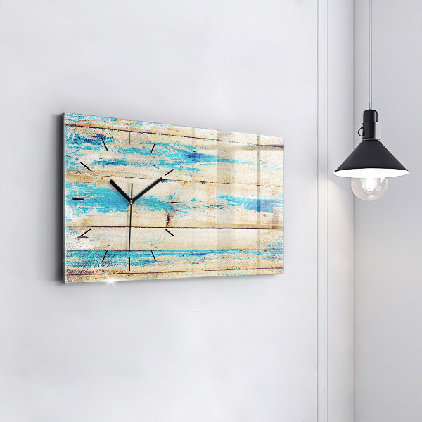 Horizontal wall clock Scratched wood