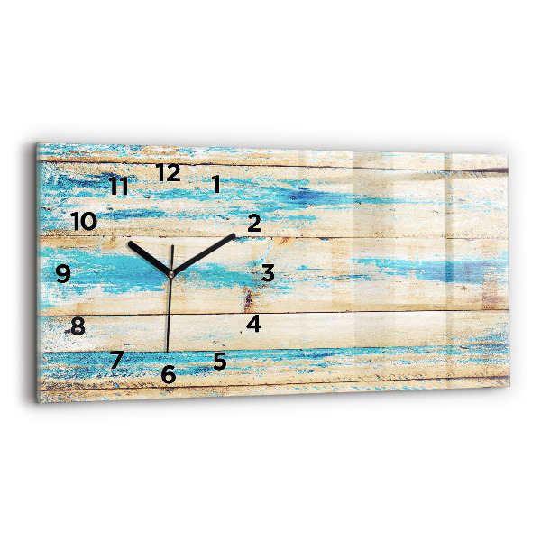 Horizontal wall clock Scratched wood