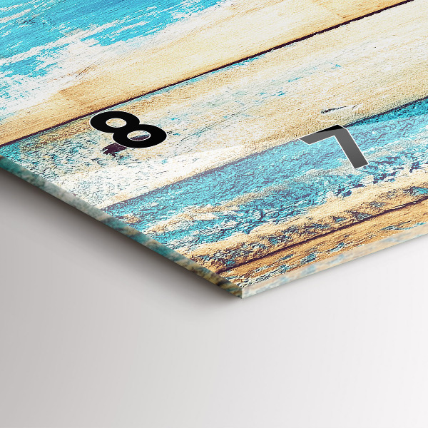 Horizontal wall clock Scratched wood