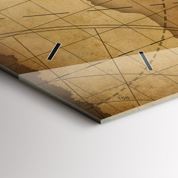 Horizontal wall clock Vintage world map