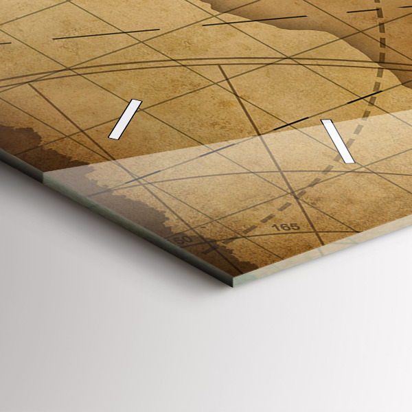 Horizontal wall clock Vintage world map