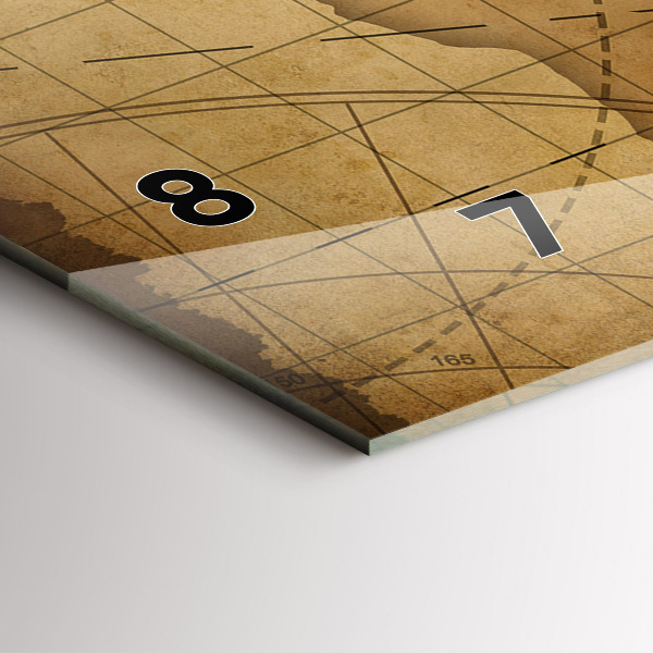 Horizontal wall clock Vintage world map