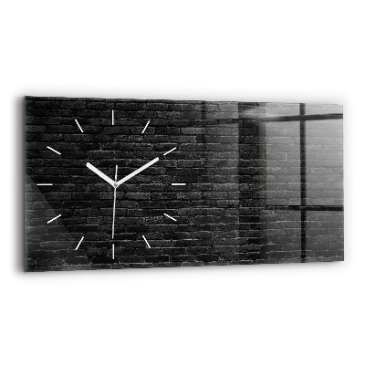 Horizontal wall clock Dark brick wall