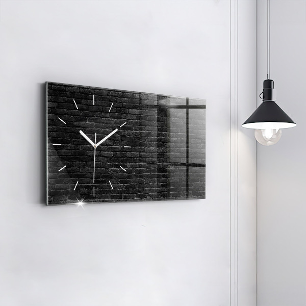 Horizontal wall clock Dark brick wall