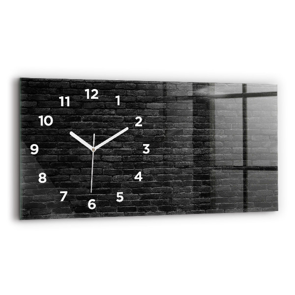Horizontal wall clock Dark brick wall