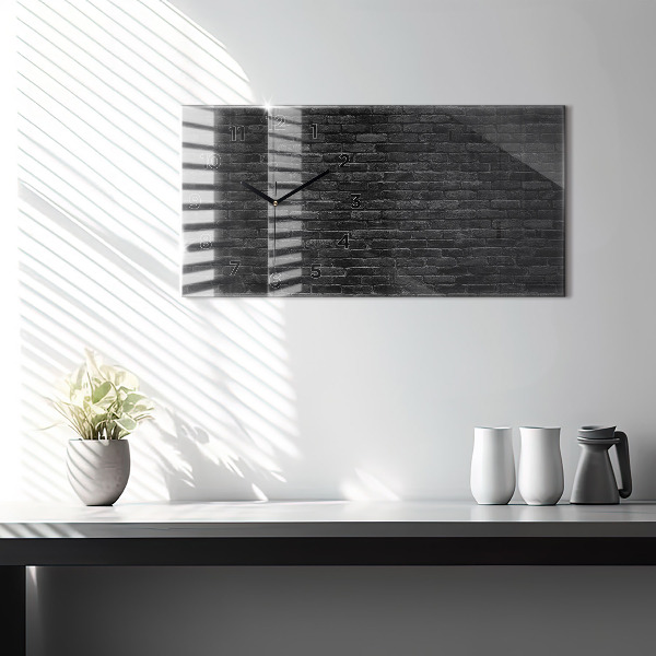 Horizontal wall clock Dark brick wall