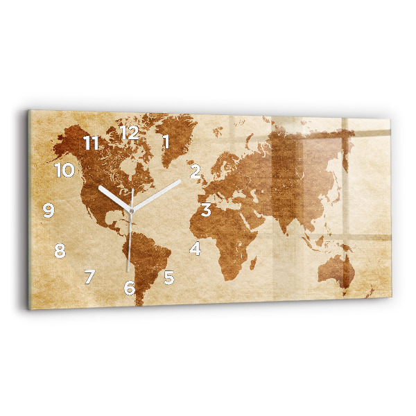 Horizontal wall clock Old style world map