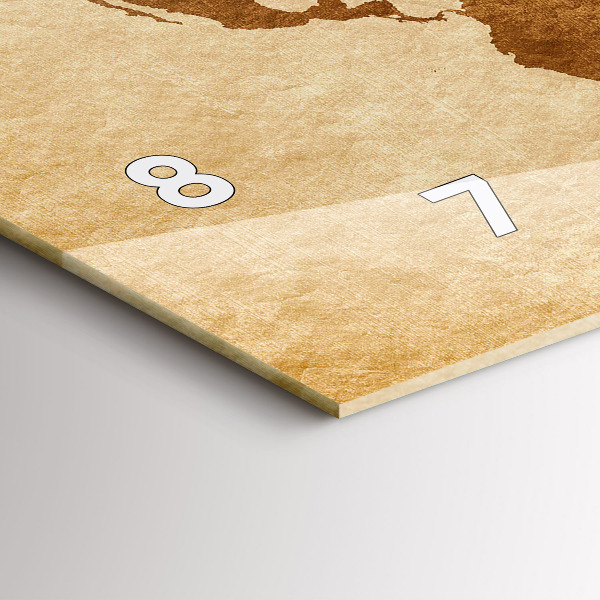 Horizontal wall clock Old style world map