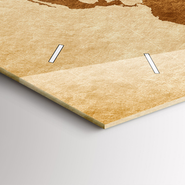 Horizontal wall clock Old style world map