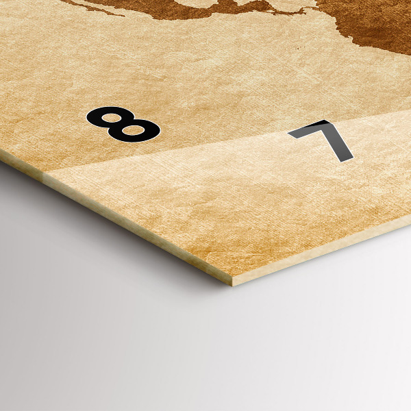 Horizontal wall clock Old style world map
