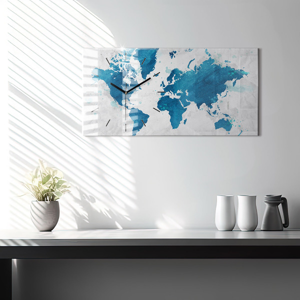 Horizontal wall clock World map