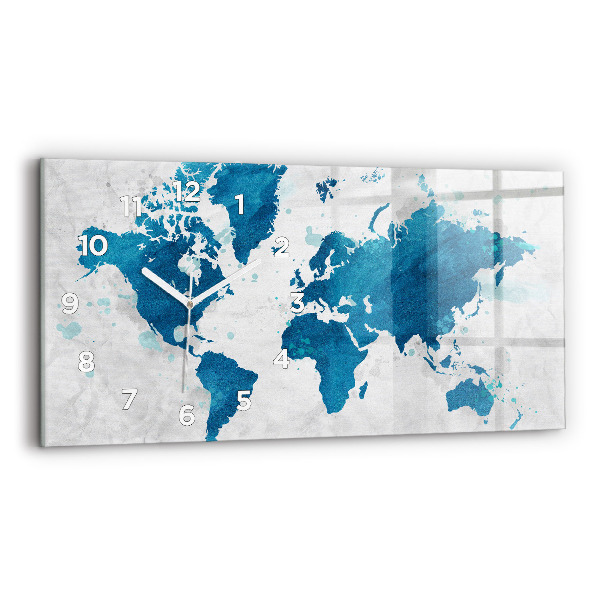 Horizontal wall clock World map
